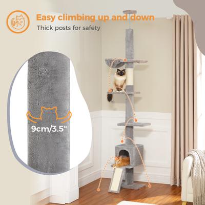 Show full view: PAWZ Road 108-in Adjustable Fleece Floor-to-Ceiling Cat Tree & Condo, Gray slide 3 of 8