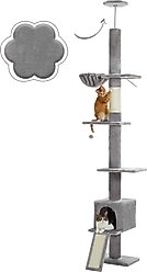 PAWZ Road 108-in Adjustable Fleece Floor-to-Ceiling Cat Tree & Condo, Gray