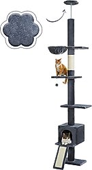 PAWZ Road 108-in Adjustable Fleece Floor-to-Ceiling Cat Tree & Condo, Dark Gray