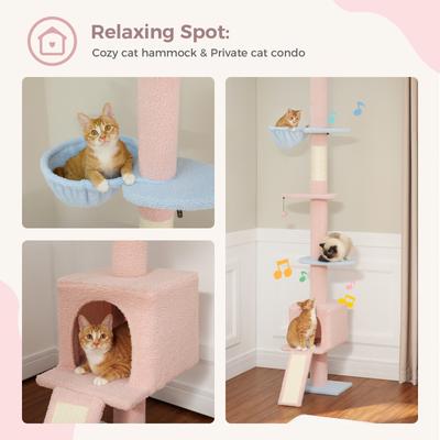 Show full view: PAWZ Road 108-in Adjustable Fleece Floor-to-Ceiling Cat Tree & Condo, Blue slide 7 of 9