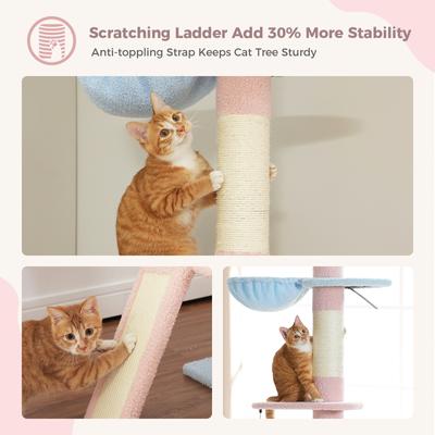 Show full view: PAWZ Road 108-in Adjustable Fleece Floor-to-Ceiling Cat Tree & Condo, Blue slide 8 of 9