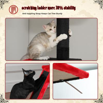Show full view: PAWZ Road 108-in Adjustable Fleece Floor-to-Ceiling Cat Tree & Condo, Black slide 6 of 7