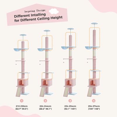 Show full view: PAWZ Road 108-in Adjustable Fleece Floor-to-Ceiling Cat Tree & Condo, Blue slide 3 of 9