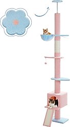 PAWZ Road 108-in Adjustable Fleece Floor-to-Ceiling Cat Tree & Condo, Blue