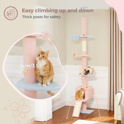 Show full view: PAWZ Road 108-in Adjustable Fleece Floor-to-Ceiling Cat Tree & Condo, Blue slide 4 of 9