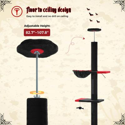 Show full view: PAWZ Road 108-in Adjustable Fleece Floor-to-Ceiling Cat Tree & Condo, Black slide 4 of 7