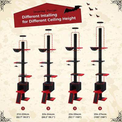 Show full view: PAWZ Road 108-in Adjustable Fleece Floor-to-Ceiling Cat Tree & Condo, Black slide 2 of 7