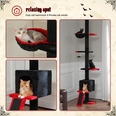 Show full view: PAWZ Road 108-in Adjustable Fleece Floor-to-Ceiling Cat Tree & Condo, Black slide 5 of 7