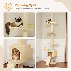 PAWZ Road 108-in Adjustable Fleece Floor-to-Ceiling Cat Tree & Condo, Beige slide 2 of 7