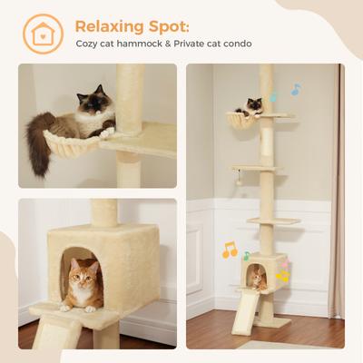Show full view: PAWZ Road 108-in Adjustable Fleece Floor-to-Ceiling Cat Tree & Condo, Beige slide 7 of 9