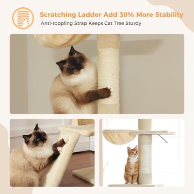 Show full view: PAWZ Road 108-in Adjustable Fleece Floor-to-Ceiling Cat Tree & Condo, Beige slide 8 of 9