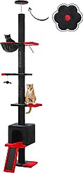 PAWZ Road 108-in Adjustable Fleece Floor-to-Ceiling Cat Tree & Condo, Black