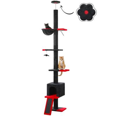 Show full view: PAWZ Road 108-in Adjustable Fleece Floor-to-Ceiling Cat Tree & Condo, Black slide 1 of 7