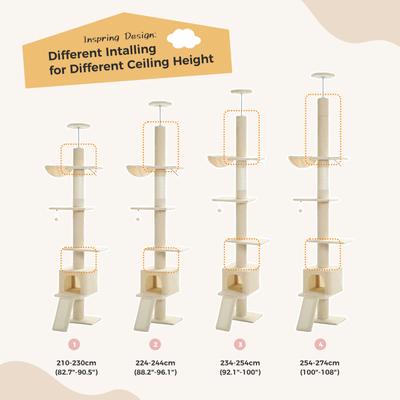 Show full view: PAWZ Road 108-in Adjustable Fleece Floor-to-Ceiling Cat Tree & Condo, Beige slide 3 of 9