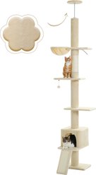 PAWZ Road 108-in Adjustable Fleece Floor-to-Ceiling Cat Tree & Condo, Beige