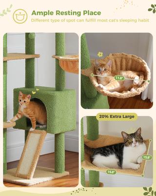 Show full view: PAWZ Road 100.4-in Adjustable Polyester Floor-to-Ceiling Cat Tree & Condo, Green slide 4 of 10