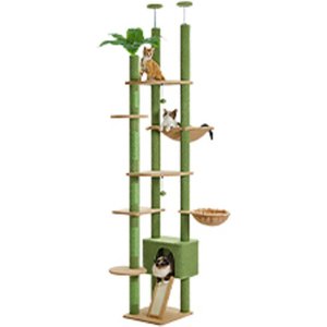 PAWZ Road 100.4-in Adjustable Polyester Floor-to-Ceiling Cat Tree & Condo, Green