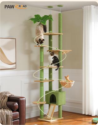 Show full view: PAWZ Road 100.4-in Adjustable Polyester Floor-to-Ceiling Cat Tree & Condo, Green slide 2 of 10