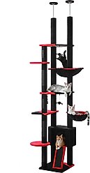 PAWZ Road 100.4-in Adjustable Polyester Floor-to-Ceiling Cat Tree & Condo, Black