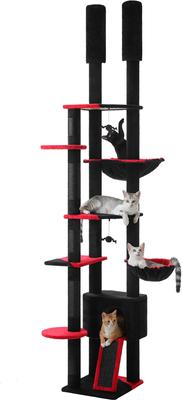 Show full view: PAWZ Road 100.4-in Adjustable Polyester Floor-to-Ceiling Cat Tree & Condo, Black slide 3 of 10