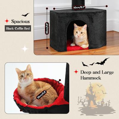 Show full view: PAWZ Road 108-in Adjustable Gothic Fleece Floor-to-Ceiling Cat Tree & Condo, Black slide 5 of 9