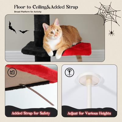 Show full view: PAWZ Road 108-in Adjustable Gothic Fleece Floor-to-Ceiling Cat Tree & Condo, Black slide 6 of 9