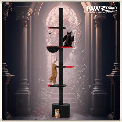 Show full view: PAWZ Road 108-in Adjustable Gothic Fleece Floor-to-Ceiling Cat Tree & Condo, Black slide 2 of 9