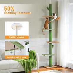 PAWZ Road 108-in Adjustable Cactus Fleece Floor-to-Ceiling Cat Tree, Green slide 2 of 8