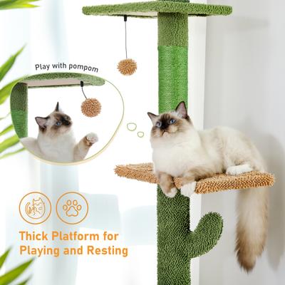 Show full view: PAWZ Road 108-in Adjustable Cactus Fleece Floor-to-Ceiling Cat Tree, Green slide 5 of 9