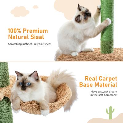 Show full view: PAWZ Road 108-in Adjustable Cactus Fleece Floor-to-Ceiling Cat Tree, Green slide 4 of 9