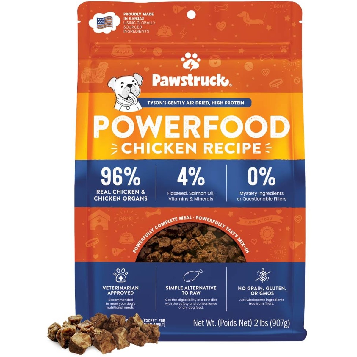 Pawstruck Chicken High Protein Grain-Free Air-Dried Dog Food, 32-oz bag
