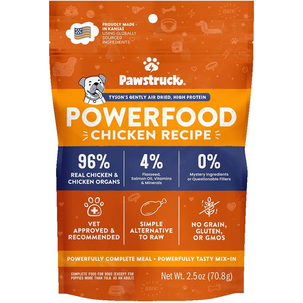 Pawstruck Chicken High Protein Grain-Free Air-Dried Dog Food, 2.5-oz bag
