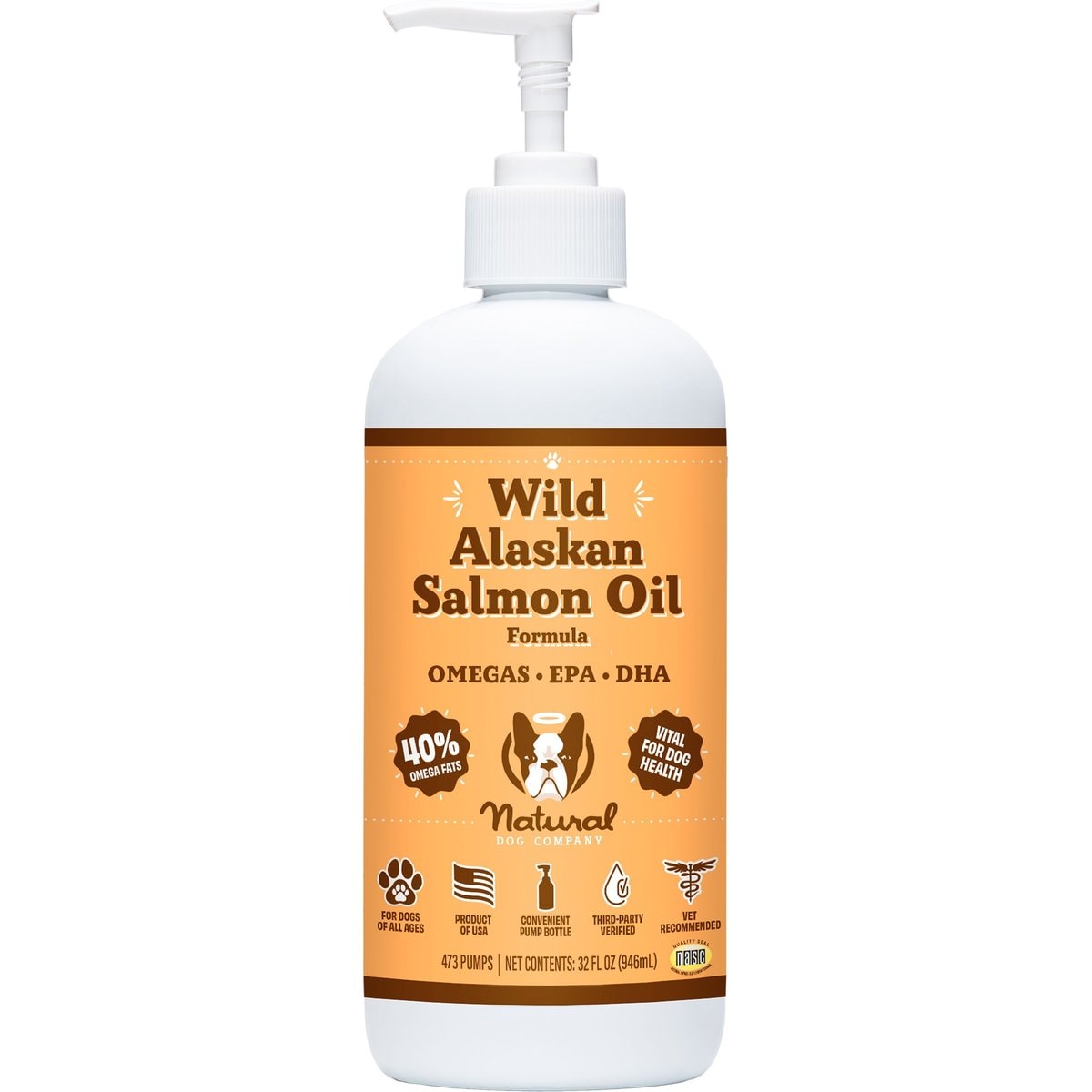 Natural Dog Company Wild Alaskan Salmon Oil Formula Liquid Supplement for Dogs, 32-fl oz bottle