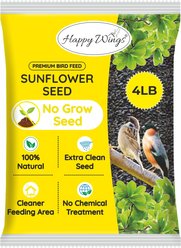 Happy Wings NO GROW Black Oil Sunflower Seed Wild Bird Food, 4-lb bag