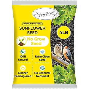Happy Wings NO GROW Black Oil Sunflower Seed Wild Bird Food, 4-lb bag