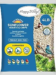 Happy Wings NO GROW Sunflower Hearts & Chips Wild Bird Food, 4-lb bag