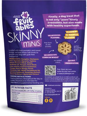 Show full view: Fruitables Skinny Minis Pumpkin & Mango Flavor Soft & Chewy Dog Treats, 5-oz bag slide 3 of 11