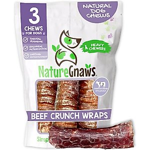 Nature Gnaws Beef Trachea Crunch Wrap Dog Chew Treats, 3 count