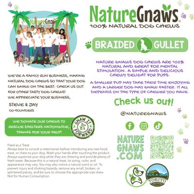 Show full view: Nature Gnaws 5 to 6-in Braided Gullet Sticks Natural Dog Chew Treats, 10 count slide 6 of 8