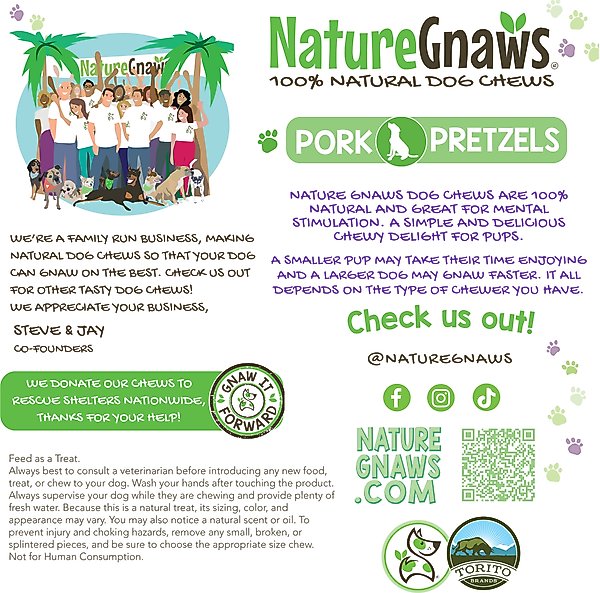 Show full view: Nature Gnaws Pork Pretzel Natural Dog Chew Treats, 15 count slide 6 of 9