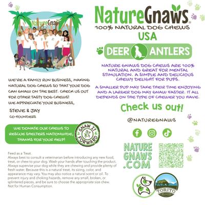 Show full view: Nature Gnaws 4 to 7-in Deer Antlers Natural Dog Chew Treats, 3 count slide 6 of 9