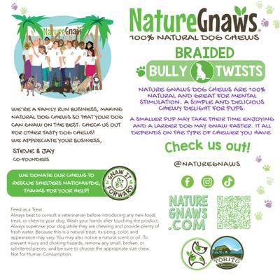 Show full view: Nature Gnaws 5 to 6-in Braided Bully Twists Natural Dog Chew Treats, 10 count slide 6 of 10