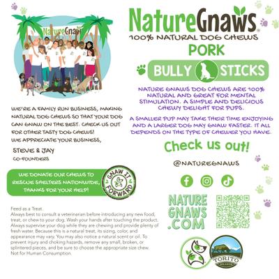Show full view: Nature Gnaws 5 to 6-in Extra Thin Pork Bully Sticks Dog Chew Treats, 50 count slide 6 of 9