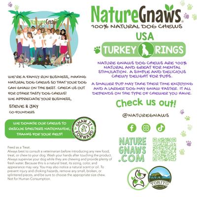 Show full view: Nature Gnaws USA Turkey Rings Natural Dog Chew Treats, 8-oz bag slide 6 of 9