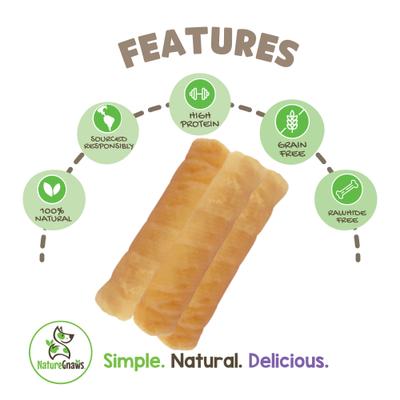 Show full view: Nature Gnaws 5 to 6-inch Rolls Pork Skin Flavored Dog Treats, 6 count slide 3 of 8
