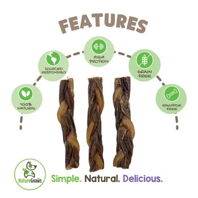 Show full view: Nature Gnaws 5 to 6-in Braided Bully Twists Natural Dog Chew Treats, 10 count slide 3 of 10