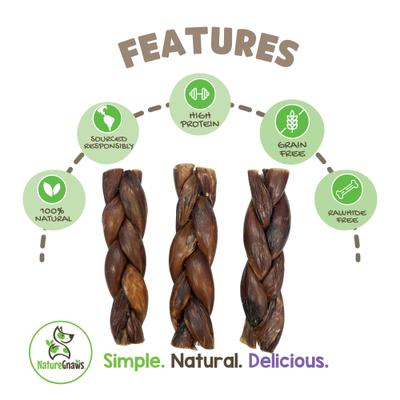 Show full view: Nature Gnaws 5 to 6-in Braided Gullet Sticks Natural Dog Chew Treats, 10 count slide 3 of 8