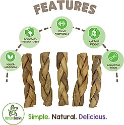 Nature Gnaws 5 to 6-in Beef Collagen Braids Dog Chew Treats, 5 count slide 2 of 7