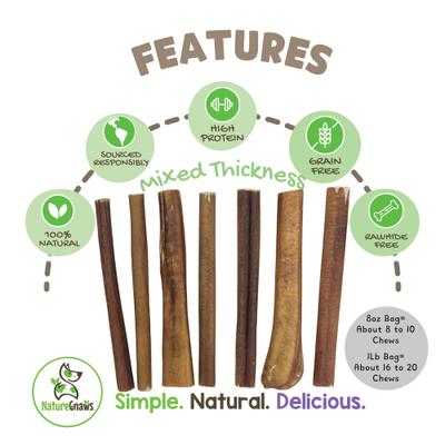 Show full view: Nature Gnaws 5 to 6-in Beef Bully Sticks Dog Chew Treats, 8-oz bag slide 3 of 10