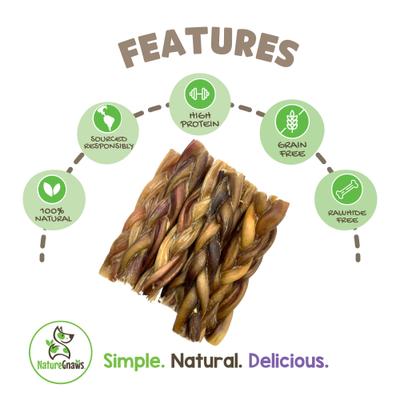 Show full view: Nature Gnaws 5 to 6-in Braided Pork Bully Sticks Dog Chew Treats, 20 count slide 3 of 9